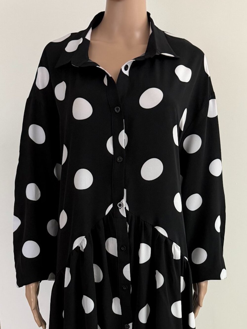 Ursime Size 4X Polka Dot Tunic/Mini Dress Peasant Boho Button Front